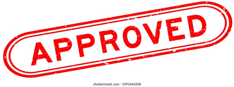 Grunge red approved word rubber seal stamp on white background