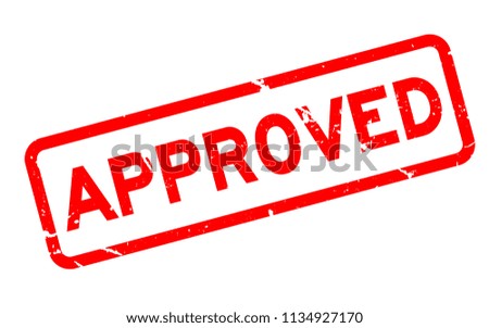 Grunge red approved word square rubber seal stamp on white background