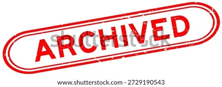 Grunge red archived word rubber seal stamp on white background