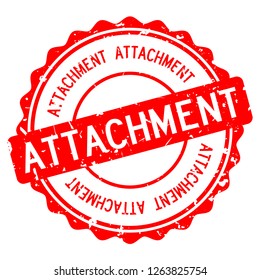 Grunge red attachment word round rubber seal stamp on white background