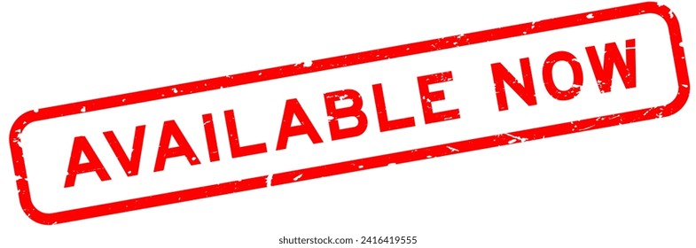 Grunge red available now word square rubber seal stamp on white background