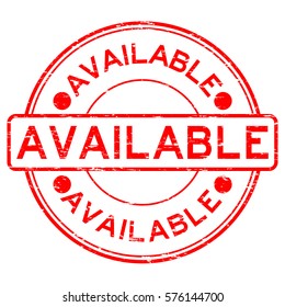 Grunge red available round rubber stamp on white background