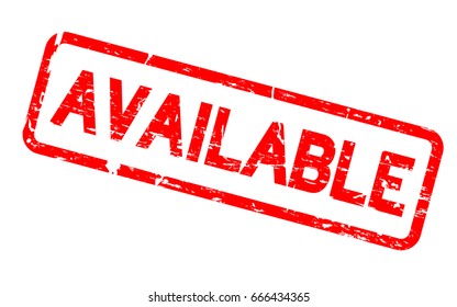Grunge red available square rubber seal stamp on white background