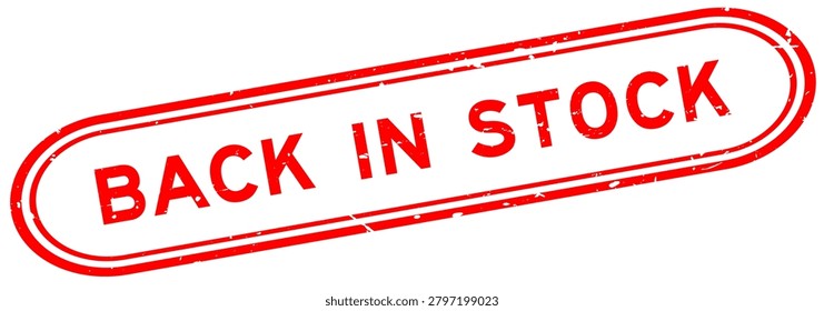 Grunge red back in stock word rubber seal stamp on white background