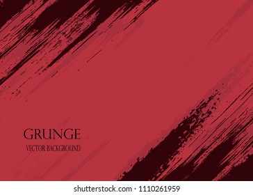 grunge red background with black strokes. Scratched pattern, texture for design. vector