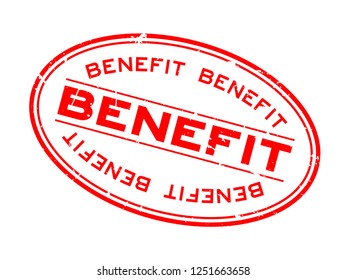 Grunge red benefit word oval rubber seal stamp on white background