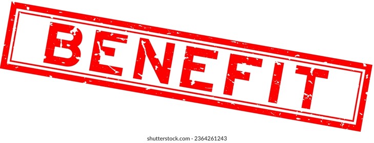 Grunge red benefit word square rubber seal stamp on white background