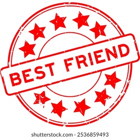 Grunge red best friend word round rubber seal stamp on white background
