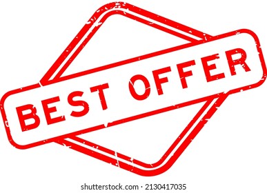Grunge red best offer word rubber seal stamp on white background