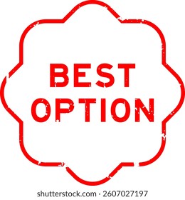 Grunge red best option word square rubber seal stamp on white background