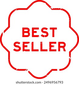 Grunge red best seller word rubber seal stamp on white background