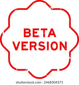 Grunge red beta version word rubber seal stamp on white background
