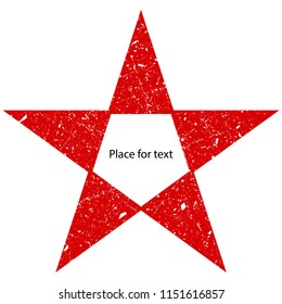 Grunge is a red big star. Vector shabby, scratched star. Grunge star symbol.
