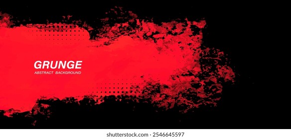  Grunge red and black abstract background with halftone texture. Vector.