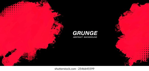  Fundo abstrato vermelho grunge e preto com textura de meio-tom. Vetor.