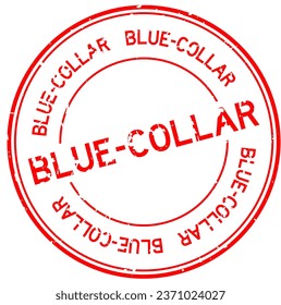 Grunge red blue-collar word round rubber seal stamp on white background