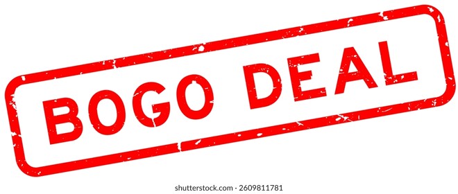 Grunge red bogo deal word square rubber seal stamp on white background