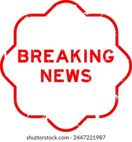 Grunge red breaking news word rubber seal stamp on white background