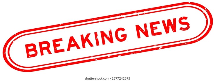 Grunge red breaking news word rubber seal stamp on white background