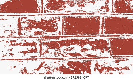 Un fondo de pared de ladrillo rojo grunge. Un fondo de Vector de ladrillo naranja con pintura blanca. trazos.