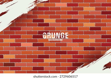 Grunge roten Backstein Wandhintergrund mit weißen Pinselstrichen. Urbane strukturierte Kulisse für Poster, Banner, Graffiti-Kunst, Street Style Design und kreative Layouts.