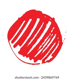 Grunge red brush circle, isolated on white. Round stamp vector isolated on background. 