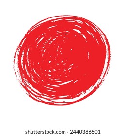Grunge red brush circle, isolated on white. Round stamp vector isolated on background. 