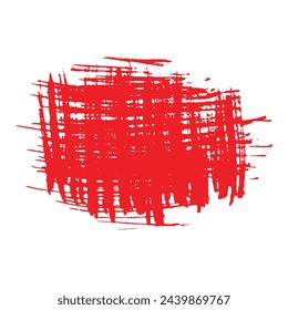 Grunge red brush stroke isolated on white, free hand vector illustration