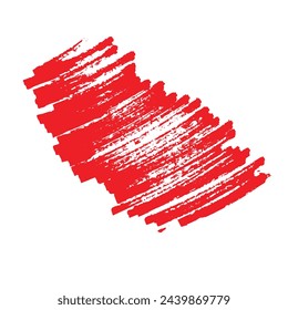 Grunge red brush stroke isolated on white, free hand vector illustration