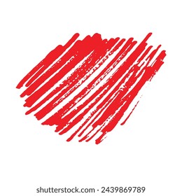 Grunge Roter Pinselstrich isoliert auf weißer, freier Hand Vektor-Illustration
