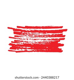 Grunge red brush stroke isolated on white, free hand vector illustration