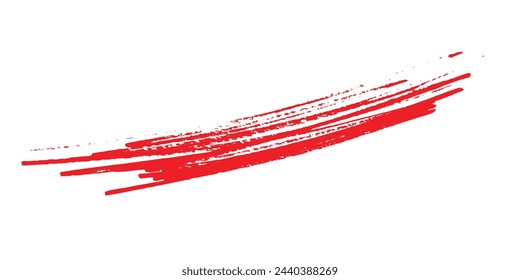 Pincel rojo Grunge trazo aislado en blanco, ilustración vectorial de mano libre
