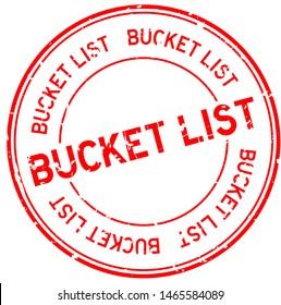 Grunge red bucket list word round rubber seal business stamp on white background