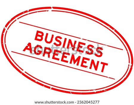 Grunge red business agreement word oval rubber seal stamp on white background