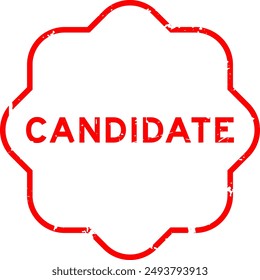 Grunge red candidate word rubber seal stamp on white background