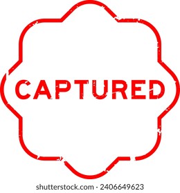 Grunge red captured word rubber seal stamp on white background
