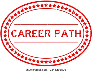 Grunge red career path word oval rubber seal stamp on white background