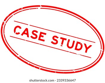 Grunge red case study word oval rubber seal stamp on white background