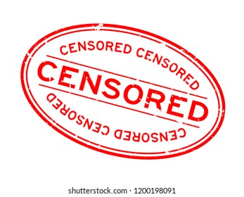 Grunge red censored word oval rubber seal stamp on white background