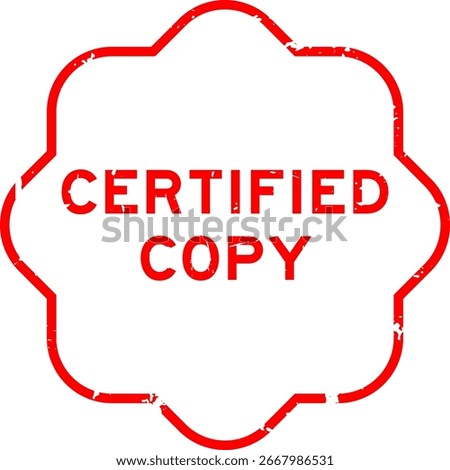 Grunge red certified copy word rubber seal stamp on white background