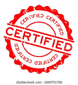 Grunge red certified word rubber seal stamp on white background