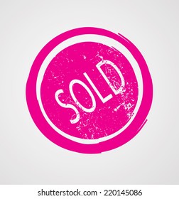 Grunge Red Circle Rubber Stamp  for your Design. Sold Stamp. Vector Illustration.  
