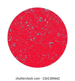 Grunge red circle with stone texture on white isolated background. Element for decor with marble bright texture.