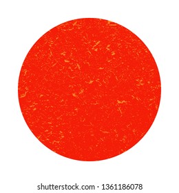 Grunge red circle with stone texture on white isolated background. Element for decor with marble bright texture.