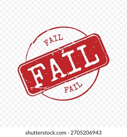 Grunge red circular rubber stamp with bold Fail text isolated on transparent background vector