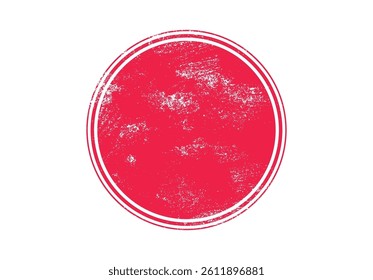 Grunge Red Circular Stamp Vector – Distressed Round Badge with Rough Texture, Vintage Rubber Seal Effect, Abstract Ink Print, Isolated on White Background.	