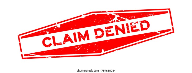 Grunge red claim denied word hexagon rubber seal stamp on white background