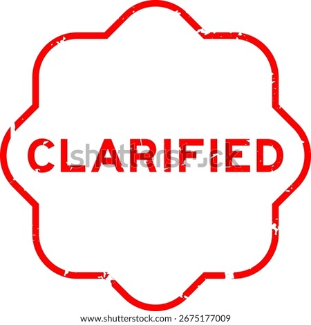Grunge red clarified word square rubber seal stamp on white background