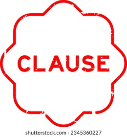 Grunge red clause word rubber seal stamp on white background