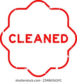 Grunge red cleaned word rubber seal stamp on white background